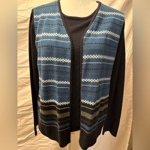 Sag harbor PL mock open front cardigan navy blue